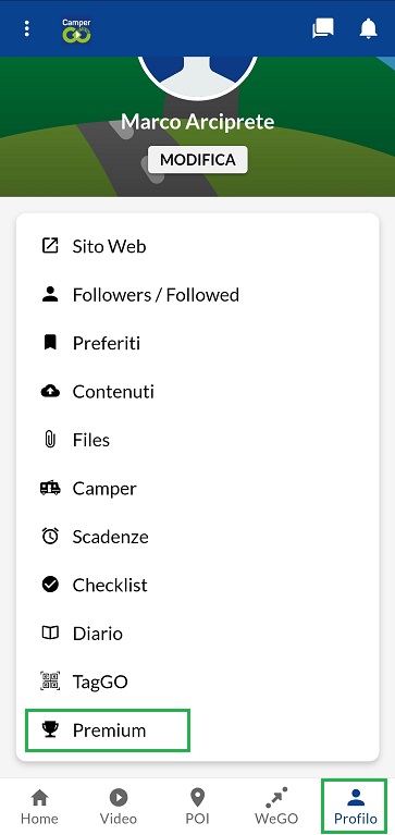 Camper Infinity - Pagina del profilo