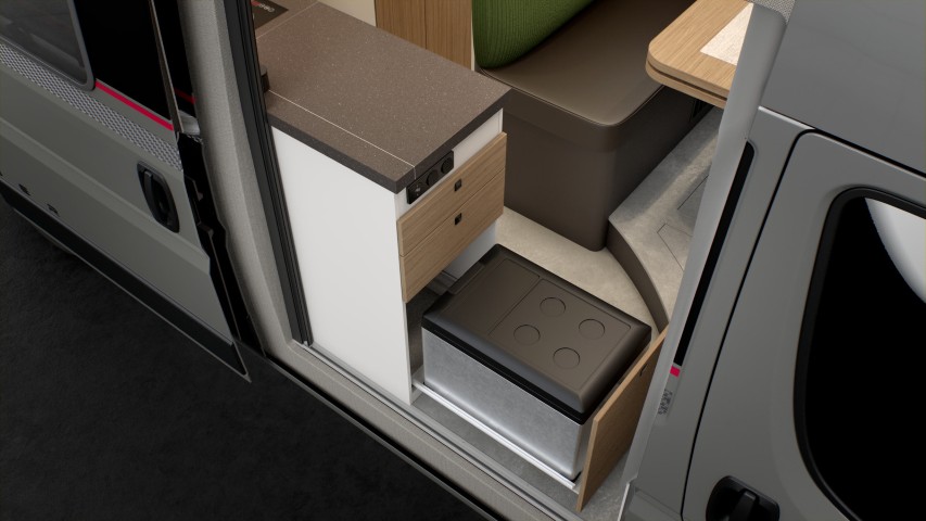 Buerstner Papillon 2025 - Cassetto per box frigo (rendering)